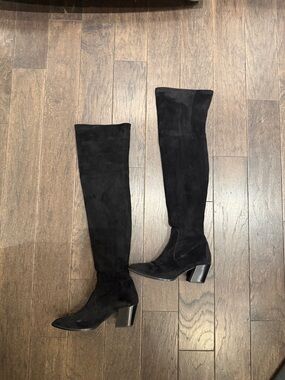 Thursday Boot Company Black Suede Over-the-Knee Block Heel Boots